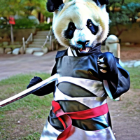 A panda dress as ninja
